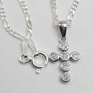 Dainty Moissanite S925 Solid Silver Cross Pendant Necklace